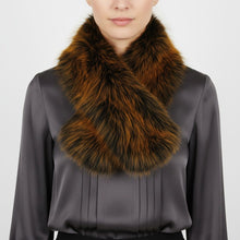 Load image into Gallery viewer, Scarf Luxe Faux Fur Orange Collar Winter Stole
