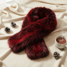 Load image into Gallery viewer, Scarf Luxe Faux Fur Red Collar Winter Stole
