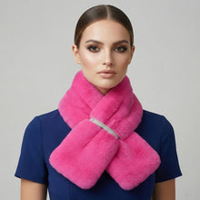 Load image into Gallery viewer, Scarf Luxe Faux Fur Fuchsia Rhinestone Pull Thru
