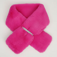 Load image into Gallery viewer, Scarf Luxe Faux Fur Fuchsia Rhinestone Pull Thru
