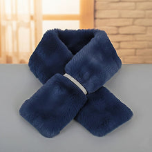Load image into Gallery viewer, Scarf Luxe Faux Fur Navy Rhinestone Pull Thru
