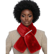 Load image into Gallery viewer, Scarf Luxe Faux Fur Red Rhinestone Pull Thru
