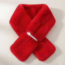 Load image into Gallery viewer, Scarf Luxe Faux Fur Red Rhinestone Pull Thru
