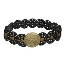 Load image into Gallery viewer, Western Belt Black Circular and Gold Cowboy Chic
