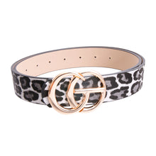 Load image into Gallery viewer, Black Leopard and Gold Monogram Letter Belt
