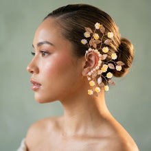 Load image into Gallery viewer, Bridal Gold Orange Floral Left Ear Cuff Earring
