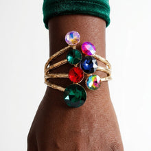 Load image into Gallery viewer, Round Multicolor Glass Crystal Cuff Bracelet
