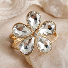 Load image into Gallery viewer, Gold Glass Crystal Daisy Flower Cuff Bracelet
