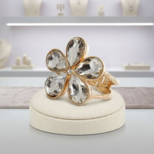 Load image into Gallery viewer, Gold Glass Crystal Daisy Flower Cuff Bracelet
