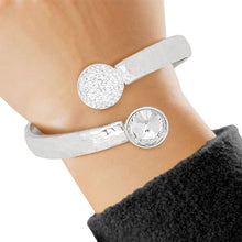 Load image into Gallery viewer, Cuff Hammered Silver Round Crystal Wrap Bracelet
