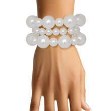 Load image into Gallery viewer, White Pearl 3 Pcs Classic Chunky Bracelet Set
