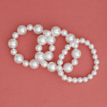 Load image into Gallery viewer, White Pearl 3 Pcs Classic Chunky Bracelet Set
