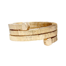 Load image into Gallery viewer, Bangle Gold Coiled Tubogas Style Spring Bracelet
