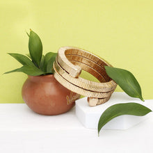 Load image into Gallery viewer, Bangle Gold Coiled Tubogas Style Spring Bracelet
