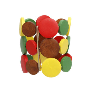 Bracelet Light Multi Wood Disc Bead Stretch Women