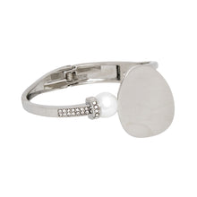 Load image into Gallery viewer, Cuff Silver and Pearl Refined Rebel Hinge Bracelet
