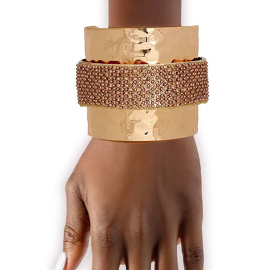 Cuff Wide Gold Opulent Brown Pearl Band Bracelet