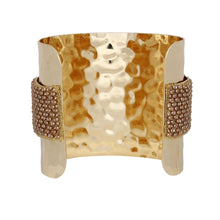 Load image into Gallery viewer, Cuff Wide Gold Opulent Brown Pearl Band Bracelet
