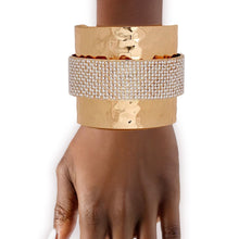 Load image into Gallery viewer, Cuff Wide Gold Opulent Cream Pearl Band Bracelet
