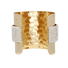 Load image into Gallery viewer, Cuff Wide Gold Opulent Cream Pearl Band Bracelet
