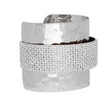 Load image into Gallery viewer, Cuff Wide Silver Opulent White Pearl Band Bracelet
