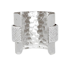 Load image into Gallery viewer, Cuff Wide Silver Opulent White Pearl Band Bracelet
