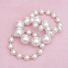 Load image into Gallery viewer, Pearl White Silver Contrast Stretch Bracelet Set

