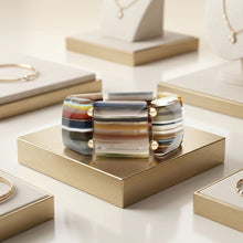 Load image into Gallery viewer, Multi Striped Dimensional Square Stretch Bracelet

