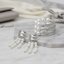 Load image into Gallery viewer, White Pearl Edgy Meets Classy Silver Bracelet
