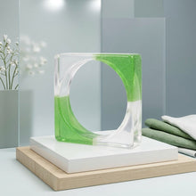 Load image into Gallery viewer, Bangle Green Glitter and Clear Square Bracelet
