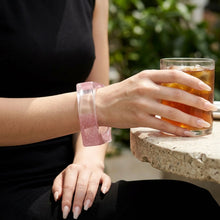 Load image into Gallery viewer, Bangle Pink Glitter and Clear Square Bracelet
