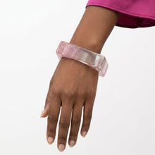 Load image into Gallery viewer, Bangle Pink Glitter and Clear Square Bracelet
