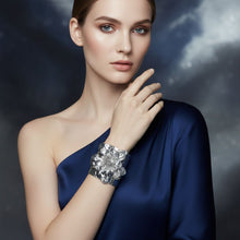 Load image into Gallery viewer, Cuff Hammered Silver Magnolia Flower Bracelet
