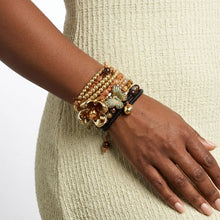 Load image into Gallery viewer, Memory Wire Earthy Bead Butterfly Flower Bracelet
