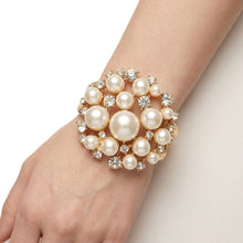 Load image into Gallery viewer, Cuff Cream Pearl and Crystal Ornate Bracelet
