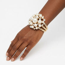 Load image into Gallery viewer, Cuff Cream Pearl and Crystal Ornate Bracelet
