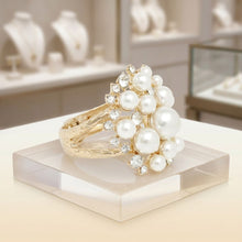 Load image into Gallery viewer, Cuff Cream Pearl and Crystal Ornate Bracelet
