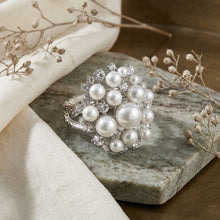 Load image into Gallery viewer, Cuff White Pearl and Crystal Ornate Bracelet
