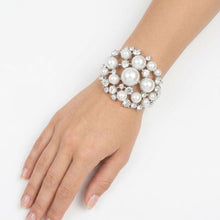 Load image into Gallery viewer, Cuff White Pearl and Crystal Ornate Bracelet
