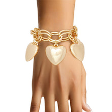 Load image into Gallery viewer, Charm Chunky Gold Puffy Heart Toggle Bracelet
