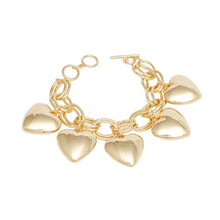 Load image into Gallery viewer, Charm Chunky Gold Puffy Heart Toggle Bracelet
