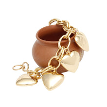 Load image into Gallery viewer, Charm Chunky Gold Puffy Heart Toggle Bracelet

