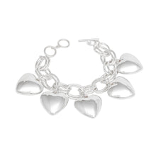 Load image into Gallery viewer, Charm Chunky Silver Puffy Heart Toggle Bracelet
