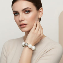 Load image into Gallery viewer, High Gloss Pearlescent White Brown 24mm Bracelet
