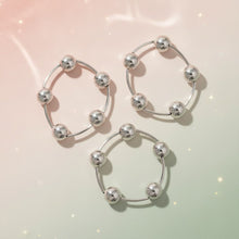 Load image into Gallery viewer, High Shine Silver Bead 3pcs Stretch Bracelet Set
