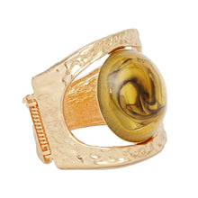 Load image into Gallery viewer, Cuff Yellow Round Swirl Resin Chunky Gold Bracelet
