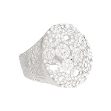 Load image into Gallery viewer, Cuff Domed Silver Round Rhinestone Chunky Bracelet
