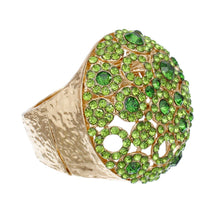 Load image into Gallery viewer, Cuff Domed Green Round Rhinestone Chunky Bracelet
