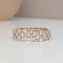 Load image into Gallery viewer, Tennis Heart Crystal CZ Gold Memory Wire Bracelet
