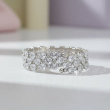 Load image into Gallery viewer, Tennis Heart Crystal CZ Silver Memory Wire Bracelet
